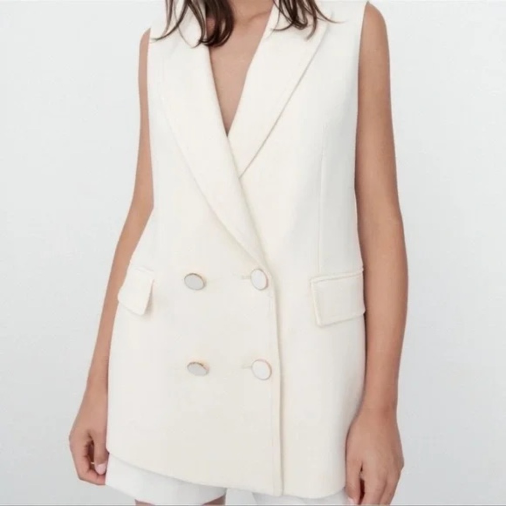 Zara Blazer Vest (White/Cream, Large)